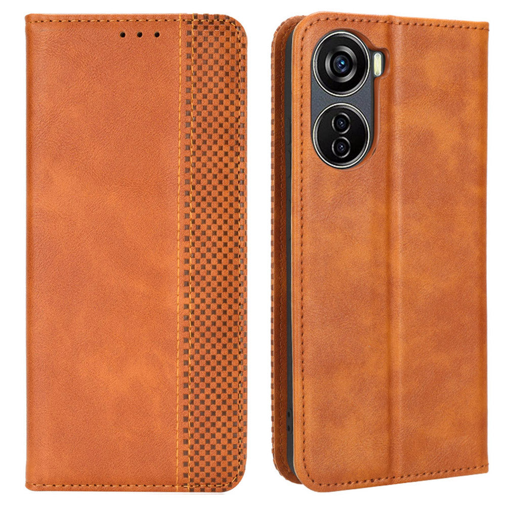 For ZTE Blade V40 Design PU Leather Stand Cell Phone Case Wallet Retro Phone Cover