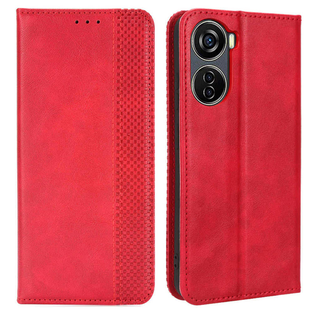 For ZTE Blade V40 Design PU Leather Stand Cell Phone Case Wallet Retro Phone Cover