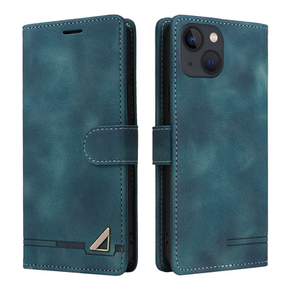 007 Series for iPhone 14 Wallet Flip Cover PU Leather Skin-touch Stand Magnetic Phone Case