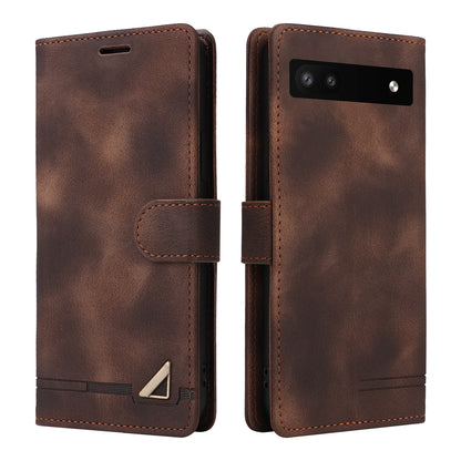 007 Series Skin-touch Phone Case for Google Pixel 7 5G , PU Leather Stand Wallet Magnetic Protective Cover