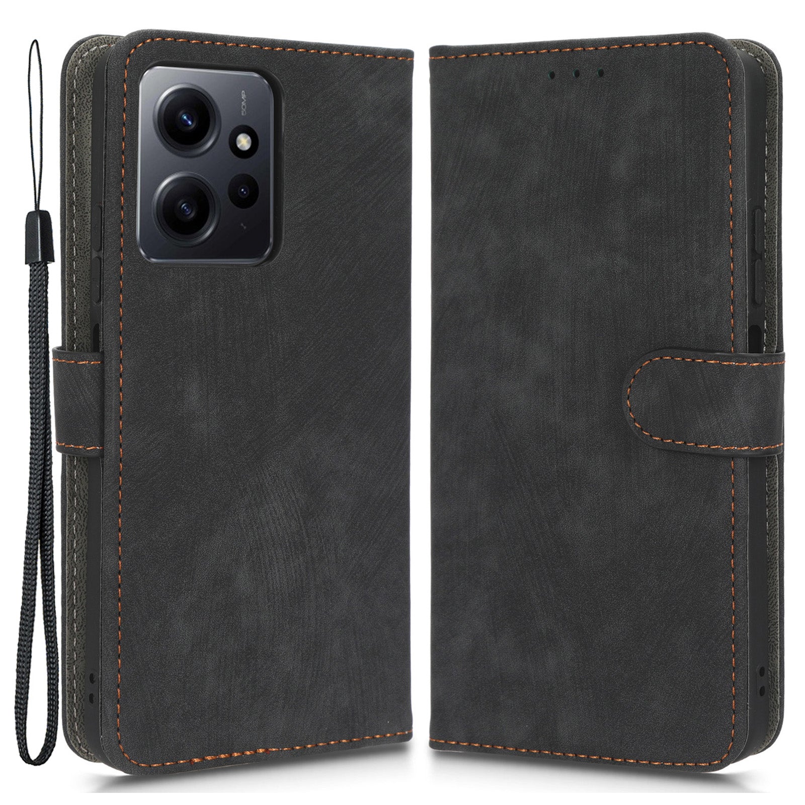 For Xiaomi Redmi Note 12 4G PU Leather Wallet Flip Case RFID Blocking Stand Phone Cover with Strap