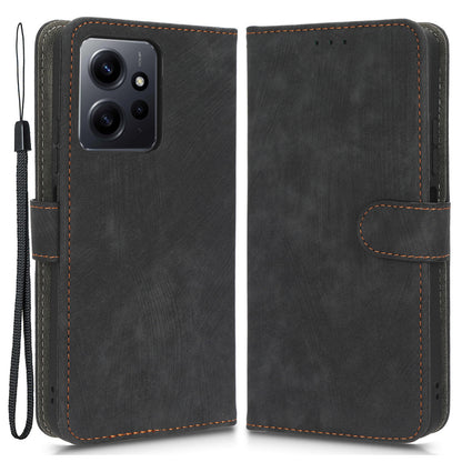 For Xiaomi Redmi Note 12 4G PU Leather Wallet Flip Case RFID Blocking Stand Phone Cover with Strap