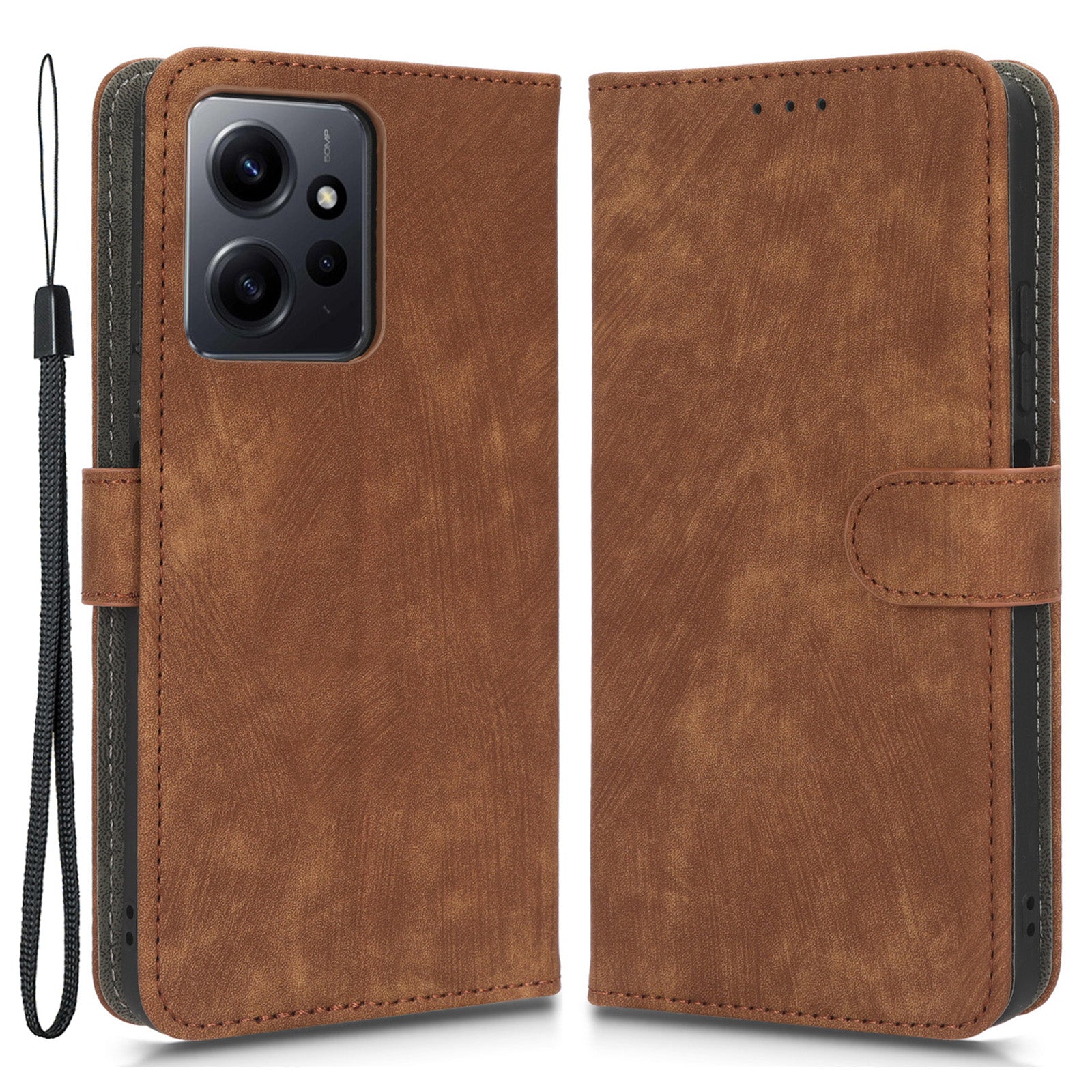 For Xiaomi Redmi Note 12 4G PU Leather Wallet Flip Case RFID Blocking Stand Phone Cover with Strap