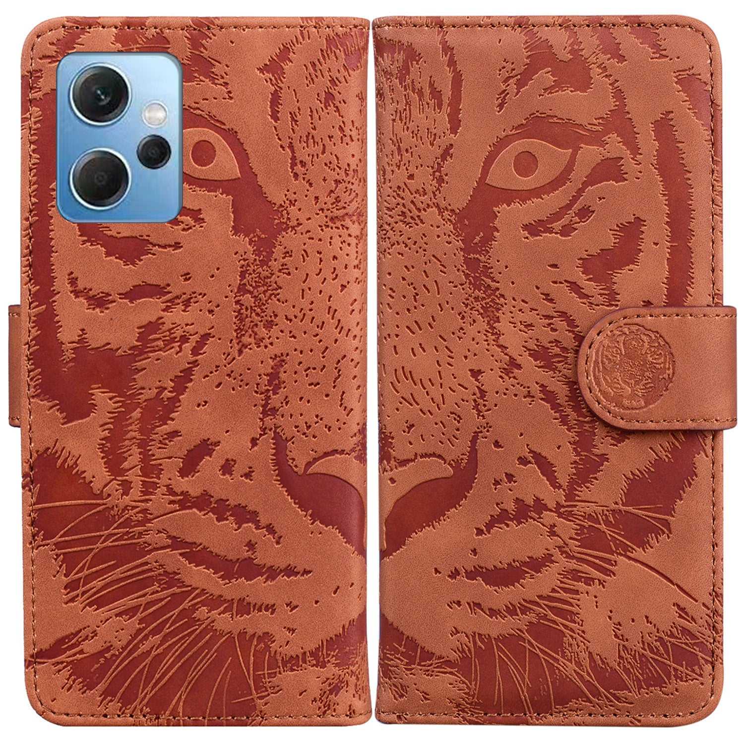 For Xiaomi Redmi Note 12 4G Wallet Case with Stand Tiger Imprinted Flip Folio PU Leather Phone Cover