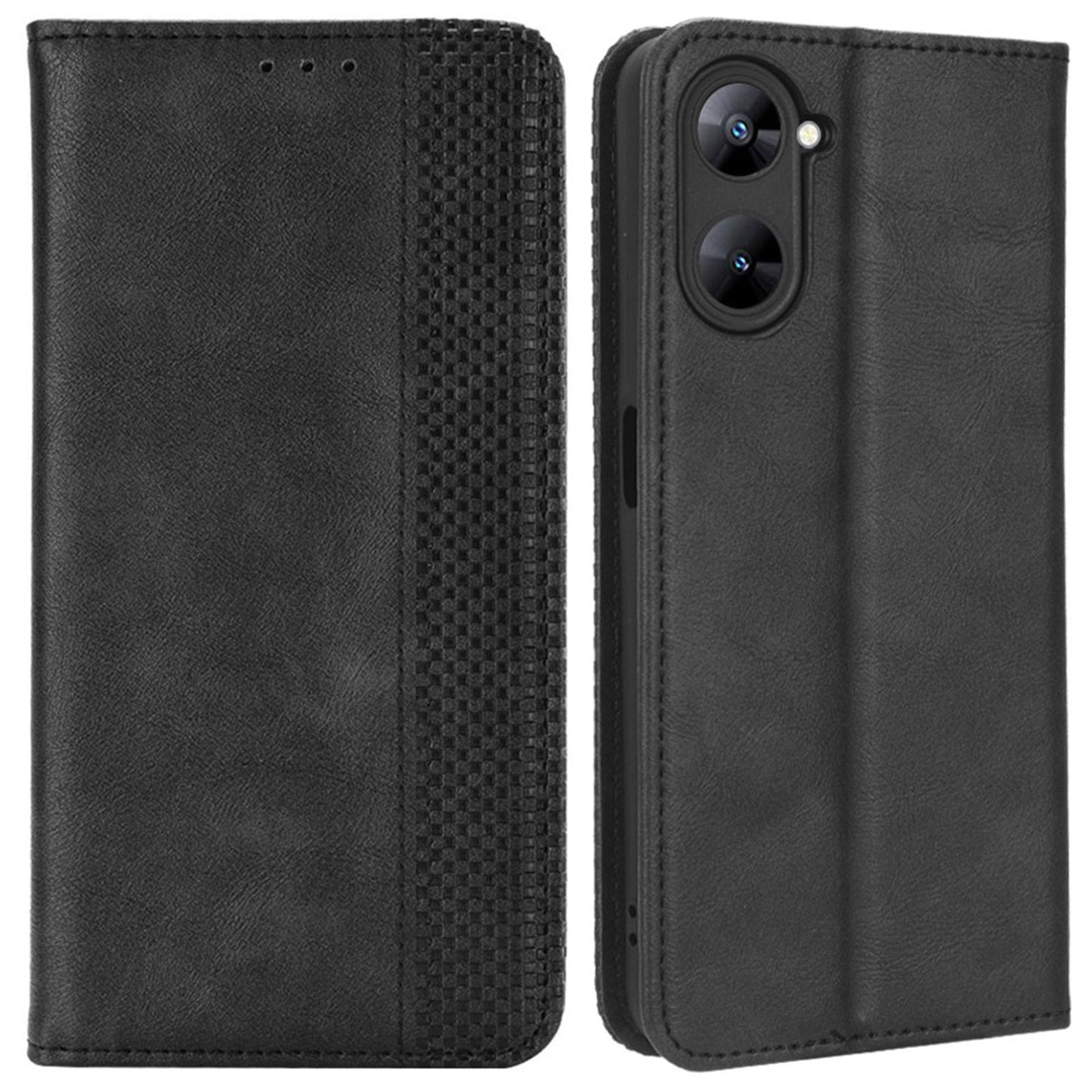 For Realme V30 5G / V30t PU Leather Wallet Phone Case Retro Mobile Phone Stand Cover