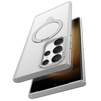 For Samsung Galaxy S22 Ultra 5G Magnetic Phone Case PC+TPU Metal Kickstand Phone Cover