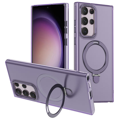 For Samsung Galaxy S22 Ultra 5G Magnetic Phone Case PC+TPU Metal Kickstand Phone Cover