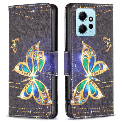 BINFEN COLOR For Xiaomi Redmi Note 12 4G Pattern Printing Leather Stand Phone Case Wallet Cover