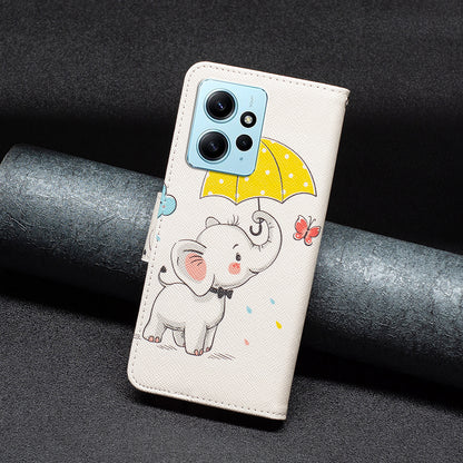 BINFEN COLOR For Xiaomi Redmi Note 12 4G Pattern Printing Leather Stand Phone Case Wallet Cover