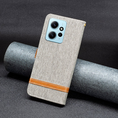 For Xiaomi Redmi Note 12 4G Jeans Cloth Splicing PU Leather Phone Cover Phone Case with Stand Wallet
