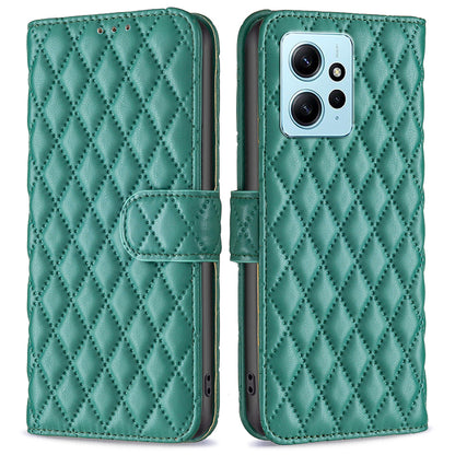 BINFEN COLOR BF Style-14 PU Leather Phone Case for Xiaomi Redmi Note 12 4G Stand Wallet Phone Cover