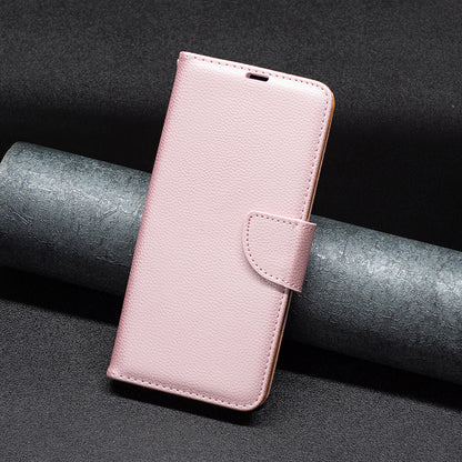 Wallet Cover for Xiaomi Redmi Note 12 4G PU Leather Litchi Texture Flip Stand Phone Case with Strap