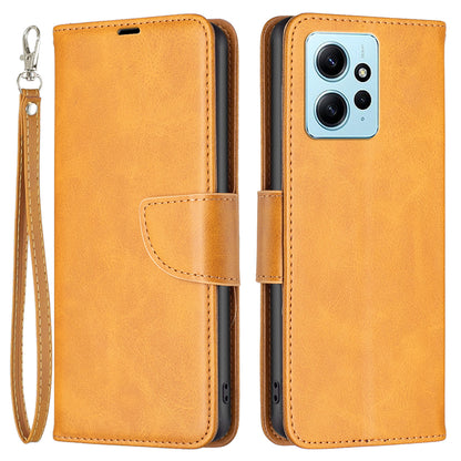 Wallet Shell for Xiaomi Redmi Note 12 4G Solid Color Shockproof Stand Case Textured PU Leather Phone Cover