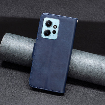 Wallet Shell for Xiaomi Redmi Note 12 4G Solid Color Shockproof Stand Case Textured PU Leather Phone Cover