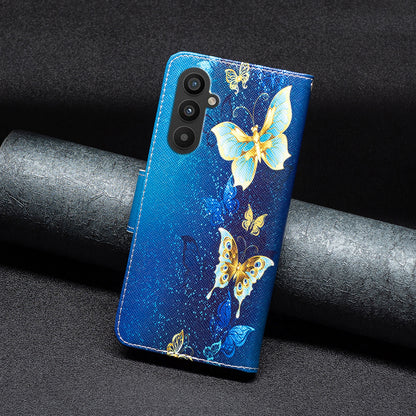 BINFEN COLOR For Samsung Galaxy A24 4G Phone Wallet Case PU Leather Pattern Printing Stand Cover
