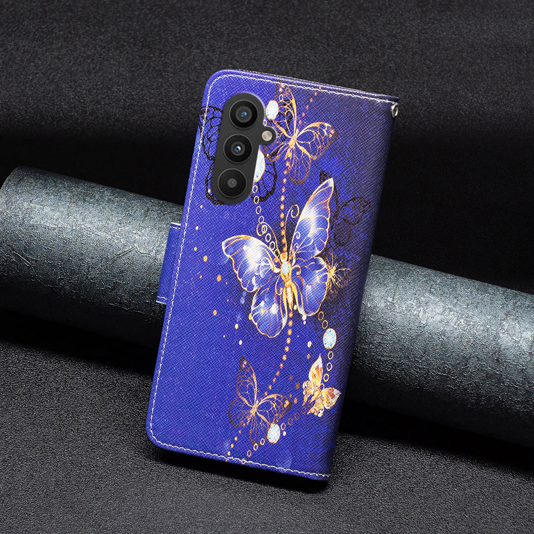 BINFEN COLOR For Samsung Galaxy A24 4G Phone Wallet Case PU Leather Pattern Printing Stand Cover