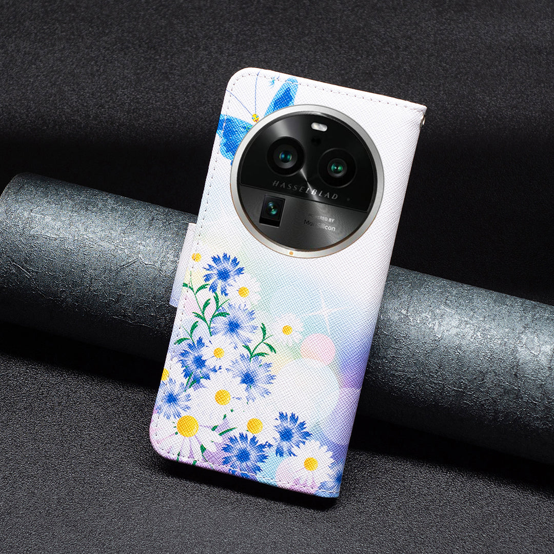 For Oppo Find X6 Pro 5G Pattern Printing PU Leather Wallet Cover Shockproof Stand Phone Case