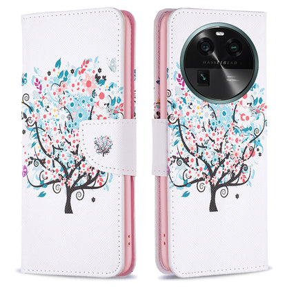 For Oppo Find X6 5G Pattern Printing Full Protection Phone Case PU Leather Wallet Flip Stand Shell