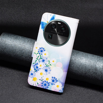 For Oppo Find X6 5G Pattern Printing Full Protection Phone Case PU Leather Wallet Flip Stand Shell