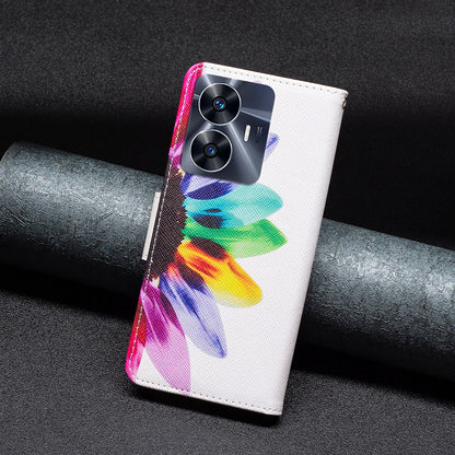 For Realme C55 Pattern Printing Phone Case Full Protection PU Leather Wallet Shell with Stand
