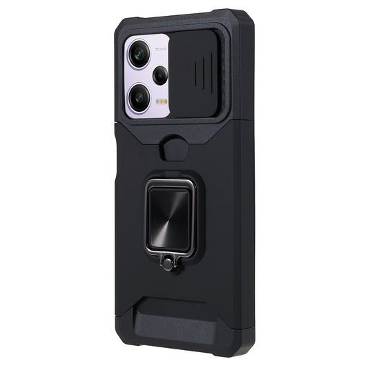 PC+TPU Phone Case for Xiaomi Redmi Note 12 Pro 5G / Note 12 Pro Speed 5G / Poco X5 Pro 5G , Lens Protection Kickstand Back Cover with Card Holder