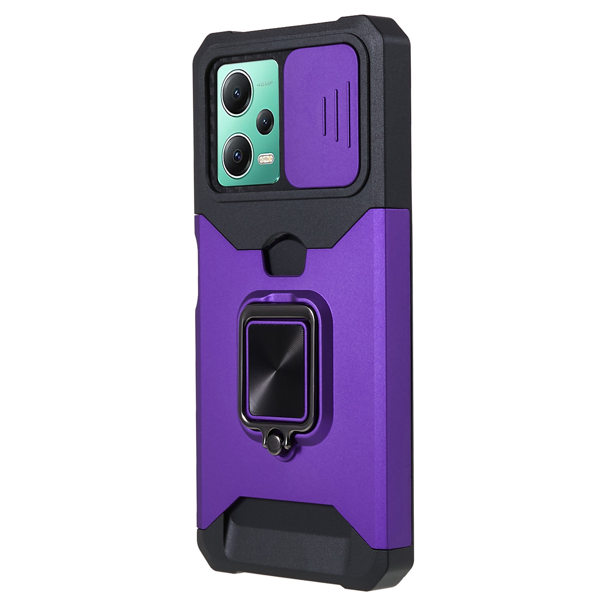 Kickstand Phone Case for Xiaomi Redmi Note 12 5G (China) / (India) / (Global) / Poco X5 5G , PC+TPU Card Holder Phone Cover with Slide Camera Lid
