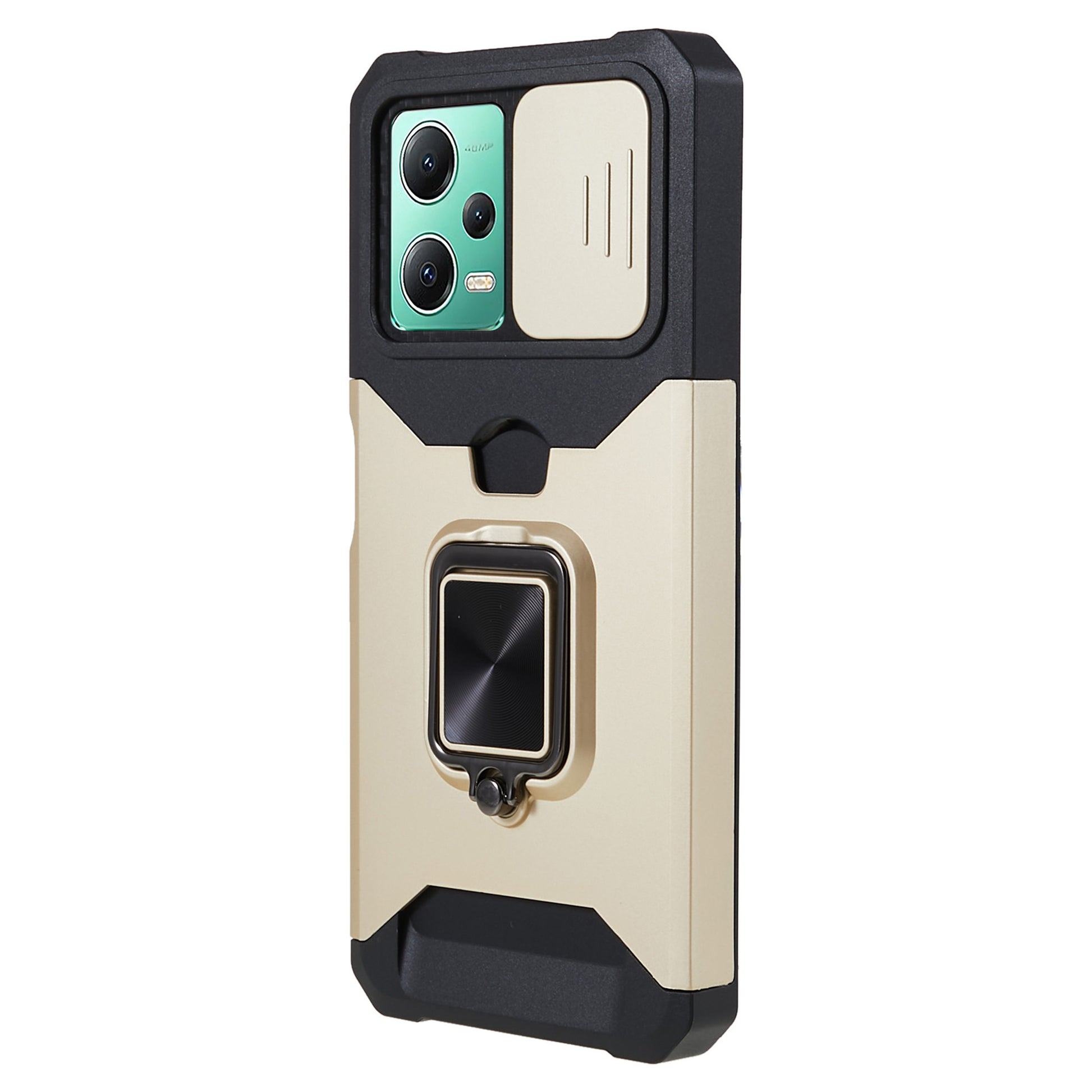 Kickstand Phone Case for Xiaomi Redmi Note 12 5G (China) / (India) / (Global) / Poco X5 5G , PC+TPU Card Holder Phone Cover with Slide Camera Lid