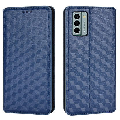 For Nokia G22 PU Leather Wallet Stand Phone Cover Rhombus Pattern Imprinted Phone Case