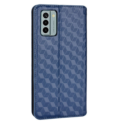 For Nokia G22 PU Leather Wallet Stand Phone Cover Rhombus Pattern Imprinted Phone Case