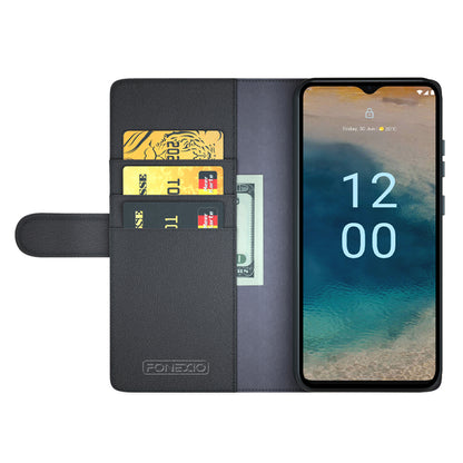 For Nokia G22 4G Genuine Cow Leather Wallet Phone Case Folding Stand Protective Cover
