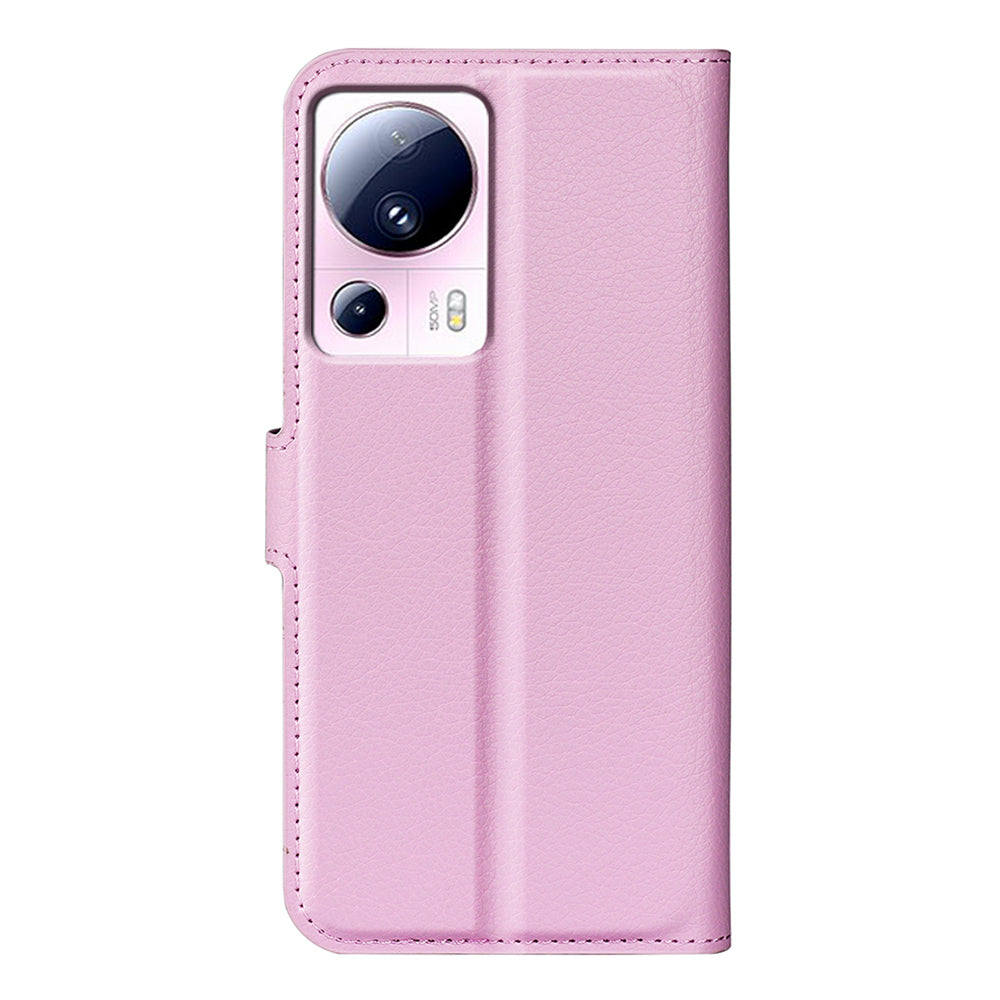 PU Leather Shell for Xiaomi 13 Lite / Civi 2 5G Litchi Texture Phone Case Wallet Stand Flip Cover