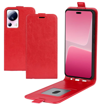 For Xiaomi 13 Lite / Civi 2 5G Card Holder Vertical Flip Phone Case Crazy Horse Texture PU Leather Cover
