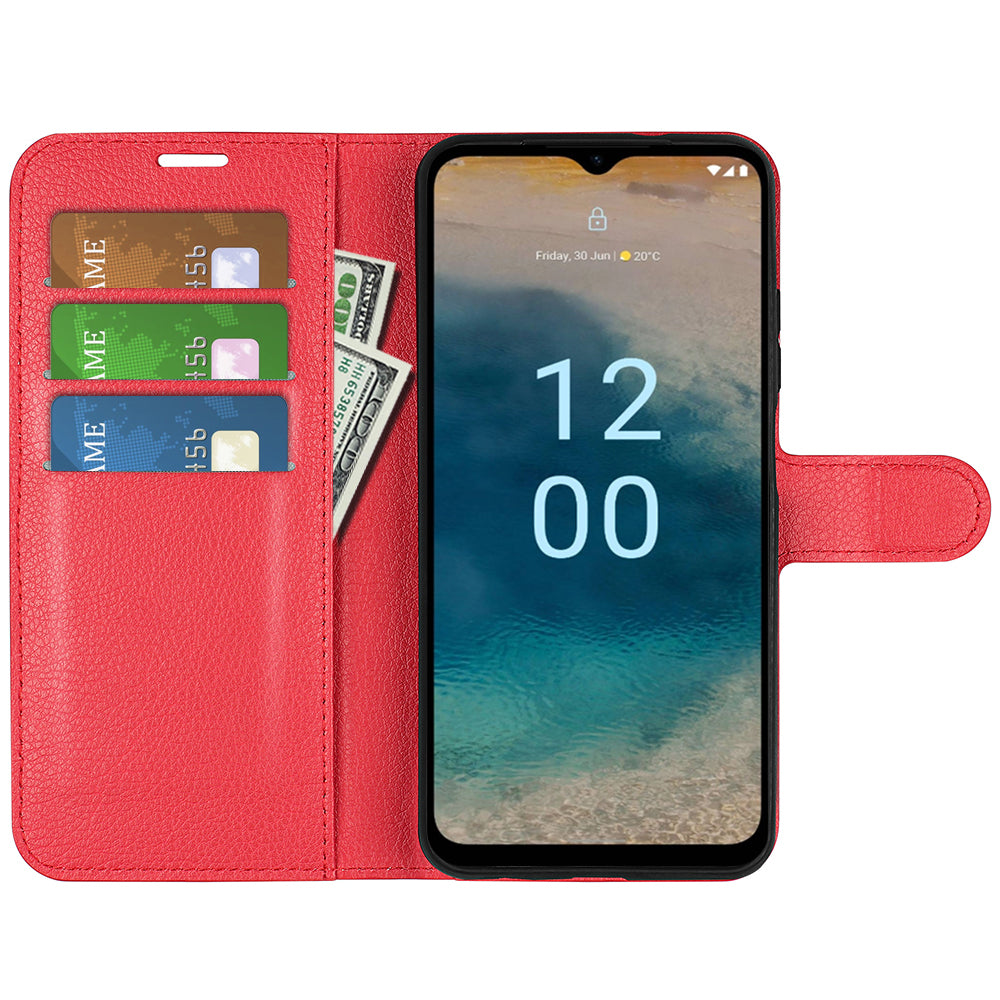 PU Leather Shell for Nokia G22 Anti-scratch Litchi Texture Phone Case Wallet Stand Flip Cover