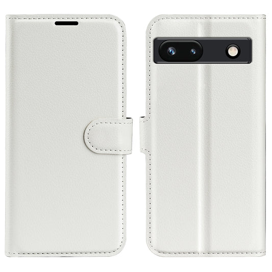 PU Leather Shell for Google Pixel 7a Drop-proof Litchi Texture Phone Case Wallet Stand Flip Cover