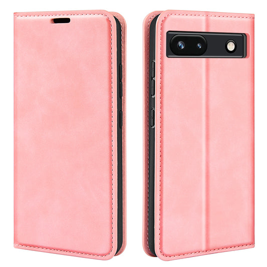 For Google Pixel 7a Magnetic Auto Closing Wallet Leather Phone Case Skin-touch Stand Anti-drop Shell