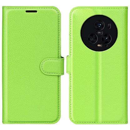 Wallet Stand Shell for Honor Magic5 Pro Litchi Texture PU Leather Phone Case Flip Cover