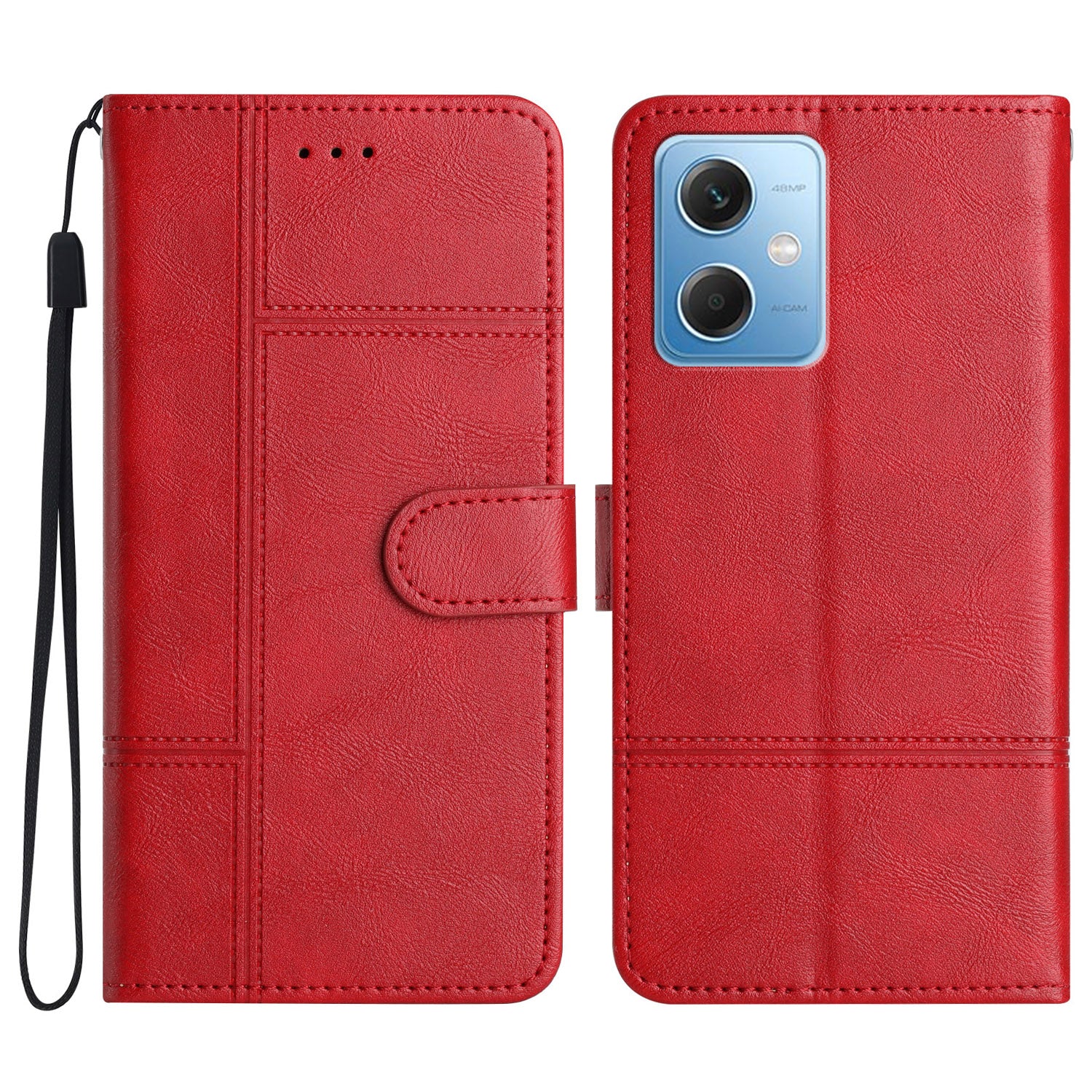 Leather Wallet Case for Xiaomi Redmi Note 12 5G (China) / (India) / (Global) / Poco X5 5G Line Imprinted Cowhide Texture Stand Phone Cover