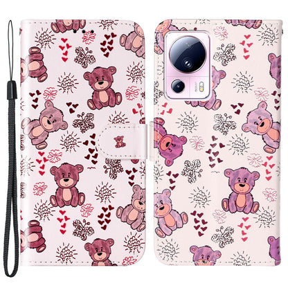 For Xiaomi 13 Lite / Civi 2 5G PU Leather Phone Case Pattern Printing Folding Stand Wallet Cover with Strap