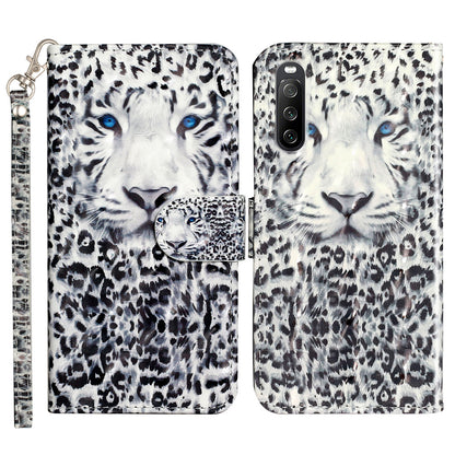 For Sony Xperia 10 V Phone Case 3D Pattern Printing Flip Stand PU Leather Wallet Drop-proof Cover with Strap