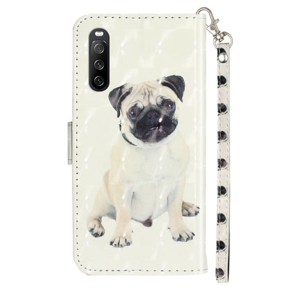 For Sony Xperia 10 V Phone Case 3D Pattern Printing Flip Stand PU Leather Wallet Drop-proof Cover with Strap
