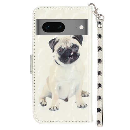 For Google Pixel 7 5G PU Leather Flip Wallet Case 3D Pattern Printing Stand Phone Cover with Strap