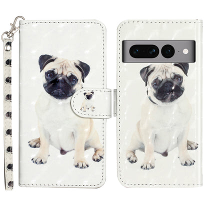 For Google Pixel 7 Pro 5G Flip Stand Phone Case 3D Pattern Printing PU Leather Wallet Phone Folio Cover with Strap