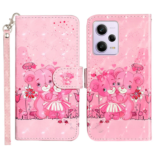 For Xiaomi Poco X5 Pro 5G / Redmi Note 12 Pro Speed 5G / Note 12 Pro 5G 3D Pattern Printing Phone Case PU Leather Wallet Stand Anti-drop Cover