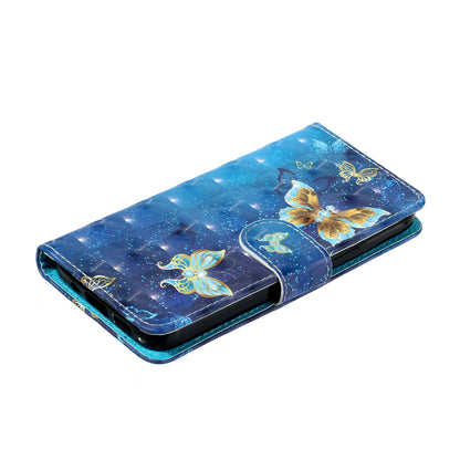 For Motorola Moto E13 4G PU Leather Phone Cover 3D Pattern Printing Wallet Stand Phone Case with Strap