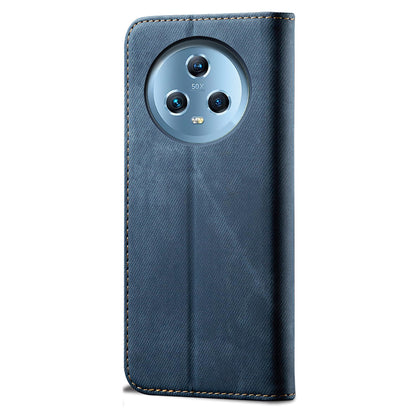 For Honor Magic5 Jeans Cloth Texture Phone Case PU Leather Wallet Stand Phone Cover