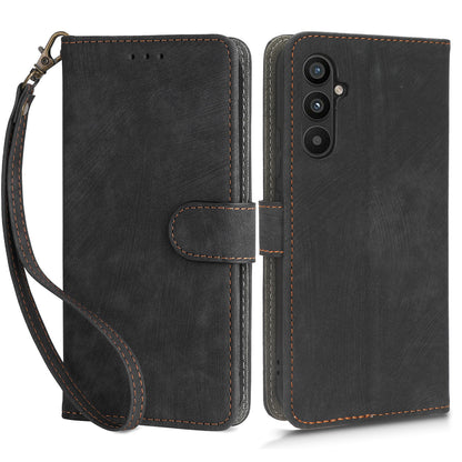 For Samsung Galaxy M14 5G RFID Blocking Leather Phone Cover Wallet Stand Phone Case with Strap
