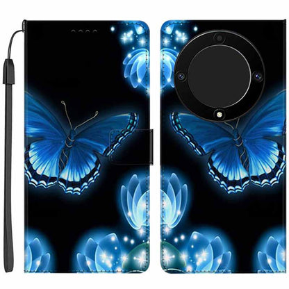 For Honor X9a 5G PU Leather Phone Case Pattern Printing Folding Stand Wallet Cover with Strap