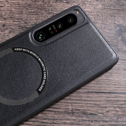 For Sony Xperia 10 V Magnetic Phone Case Leather Coated PC+TPU Cover Compatible with MagSafe