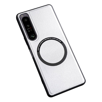 For Sony Xperia 10 V Magnetic Phone Case Leather Coated PC+TPU Cover Compatible with MagSafe