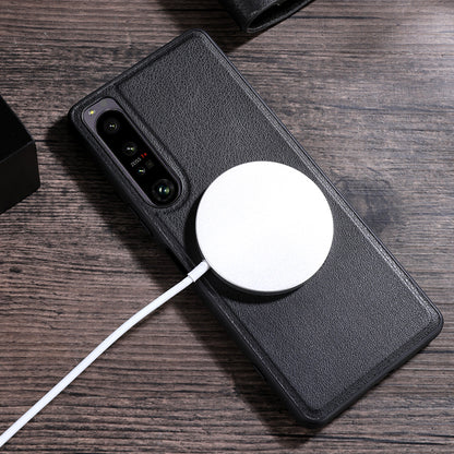 For Sony Xperia 10 V Magnetic Phone Case Leather Coated PC+TPU Cover Compatible with MagSafe